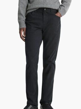 VINCE Dylan Slim Fit Peached Stretch Cotton Pants Black Sz 36